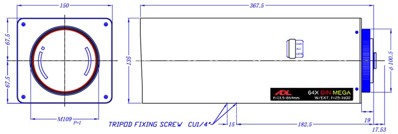 ADL13.5-864mm長焦鏡頭尺寸 ADL13.5-864mm長焦鏡頭尺寸